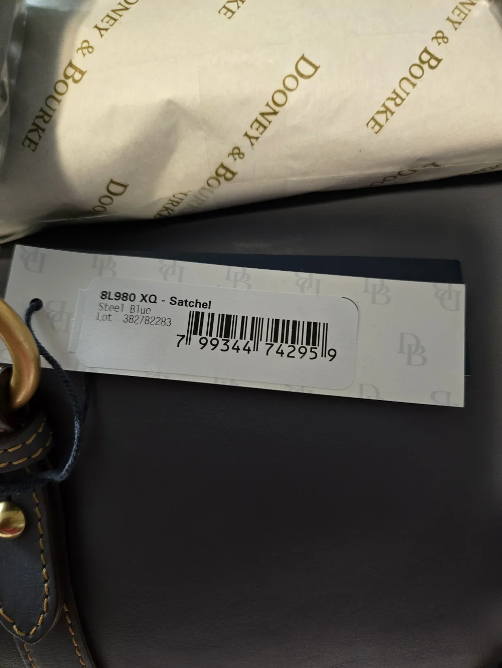 Dooney & Bourke Steel Blue Florentine Leather Satchel - NEW - Picture 4 of 7
